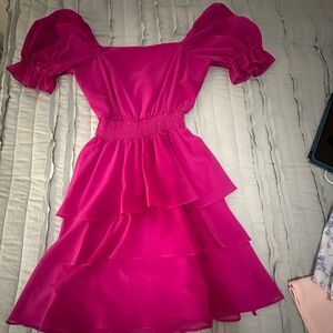 Hot pink flowy dress